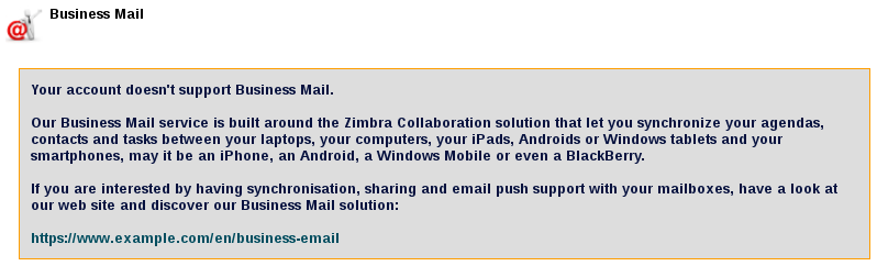 Message for user without BM support