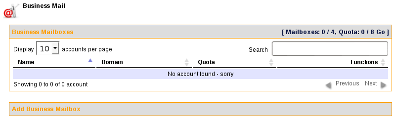 Business Mail user interface