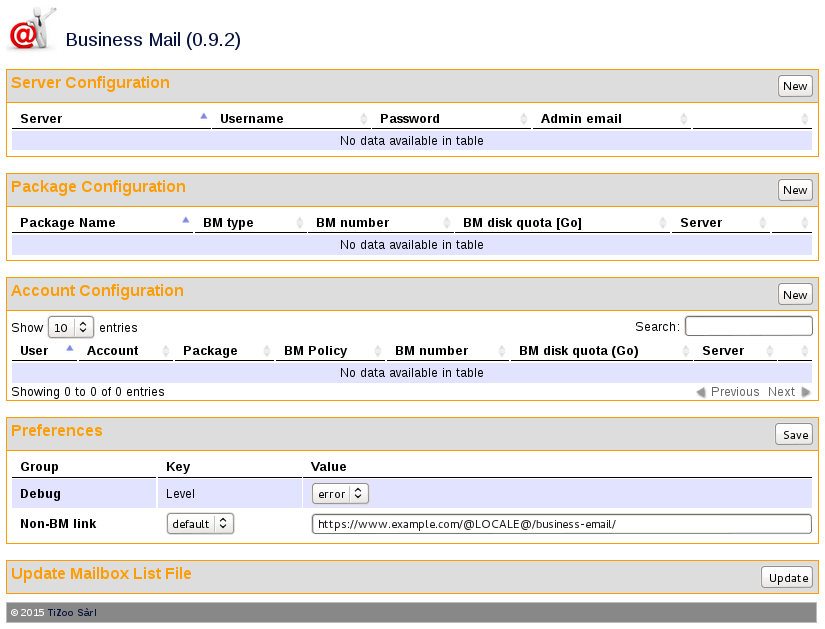 Business Mail interface